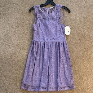 Altar'd State Lavender Lace Sleeveless Fit-and-Flare Dress